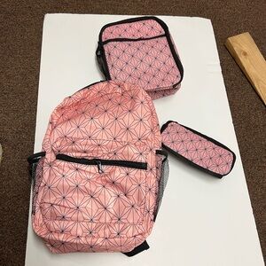 NWOT Pink Geometric Backpack Set